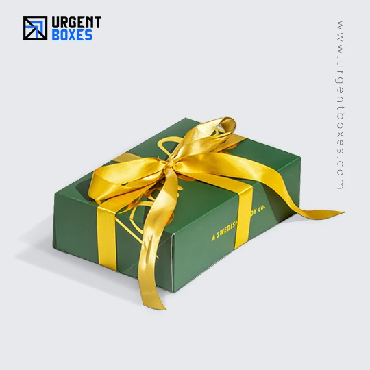 custom gift box wrap with yellow ribbon